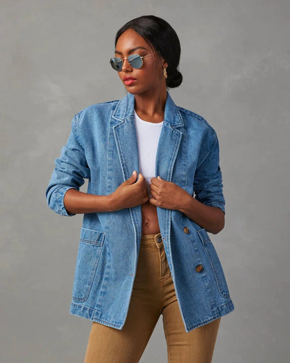Blazer style, veste en jean femme