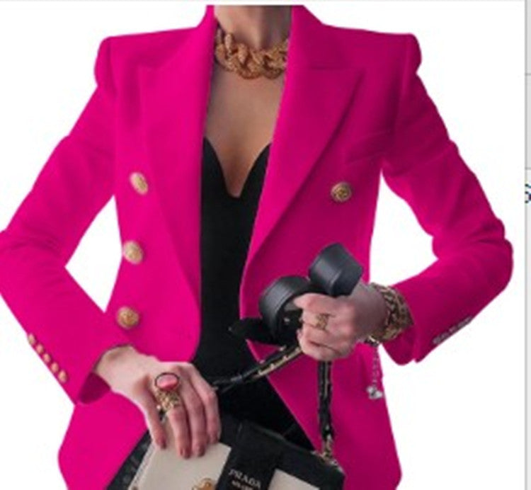 Blazer femme élégant boutons dorés look business