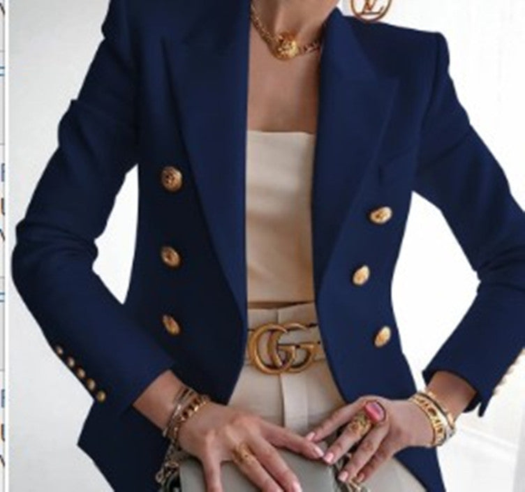 Blazer femme élégant boutons dorés look business