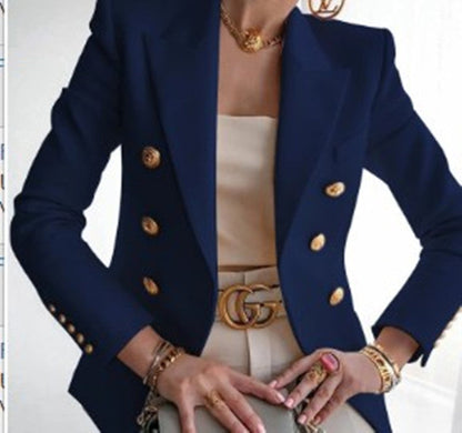 Blazer femme élégant boutons dorés look business