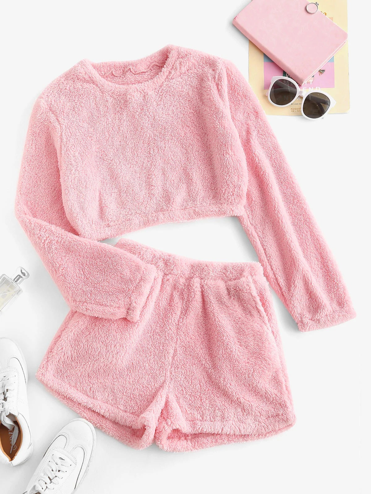 Ensemble de pyjama douillet en peluche pour femmes