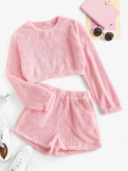 Ensemble de pyjama douillet en peluche pour femmes