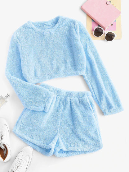 Ensemble de pyjama douillet en peluche pour femmes