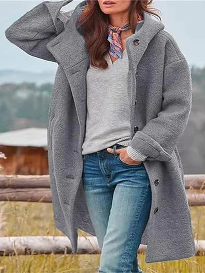 Veste en laine chaude pour femme avec capuche