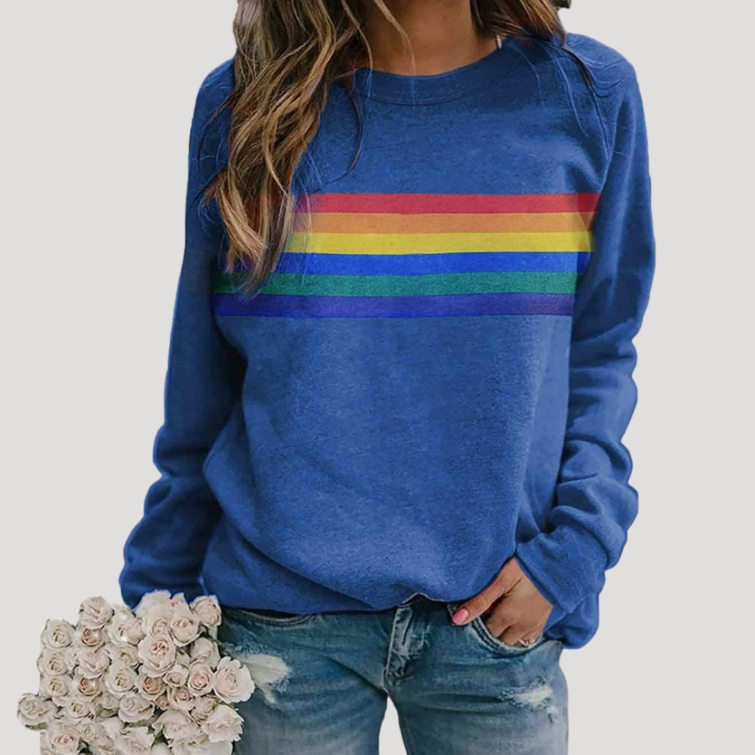 Sweat-shirt Femme Rayures Arc-en-ciel Multicolores