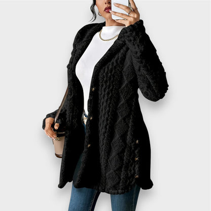Cardigan à capuche en peluche douce pour femme