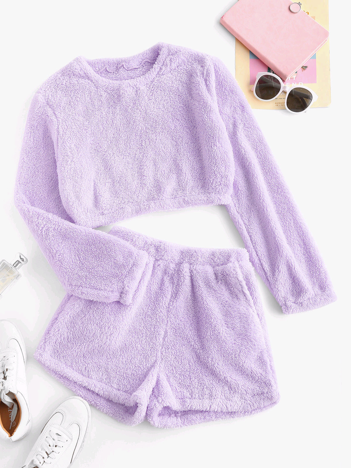 Ensemble de pyjama douillet en peluche pour femmes