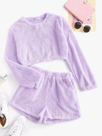 Ensemble de pyjama douillet en peluche pour femmes