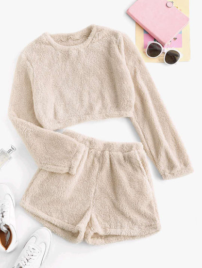 Ensemble de pyjama douillet en peluche pour femmes