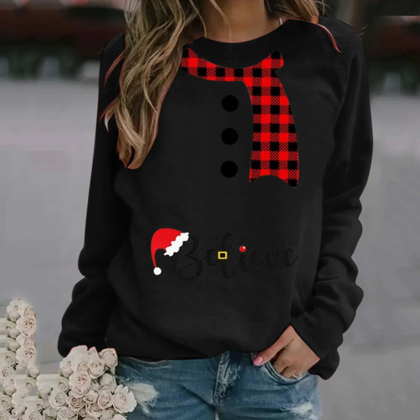 Pull de Noël femme manches longues Modal doux