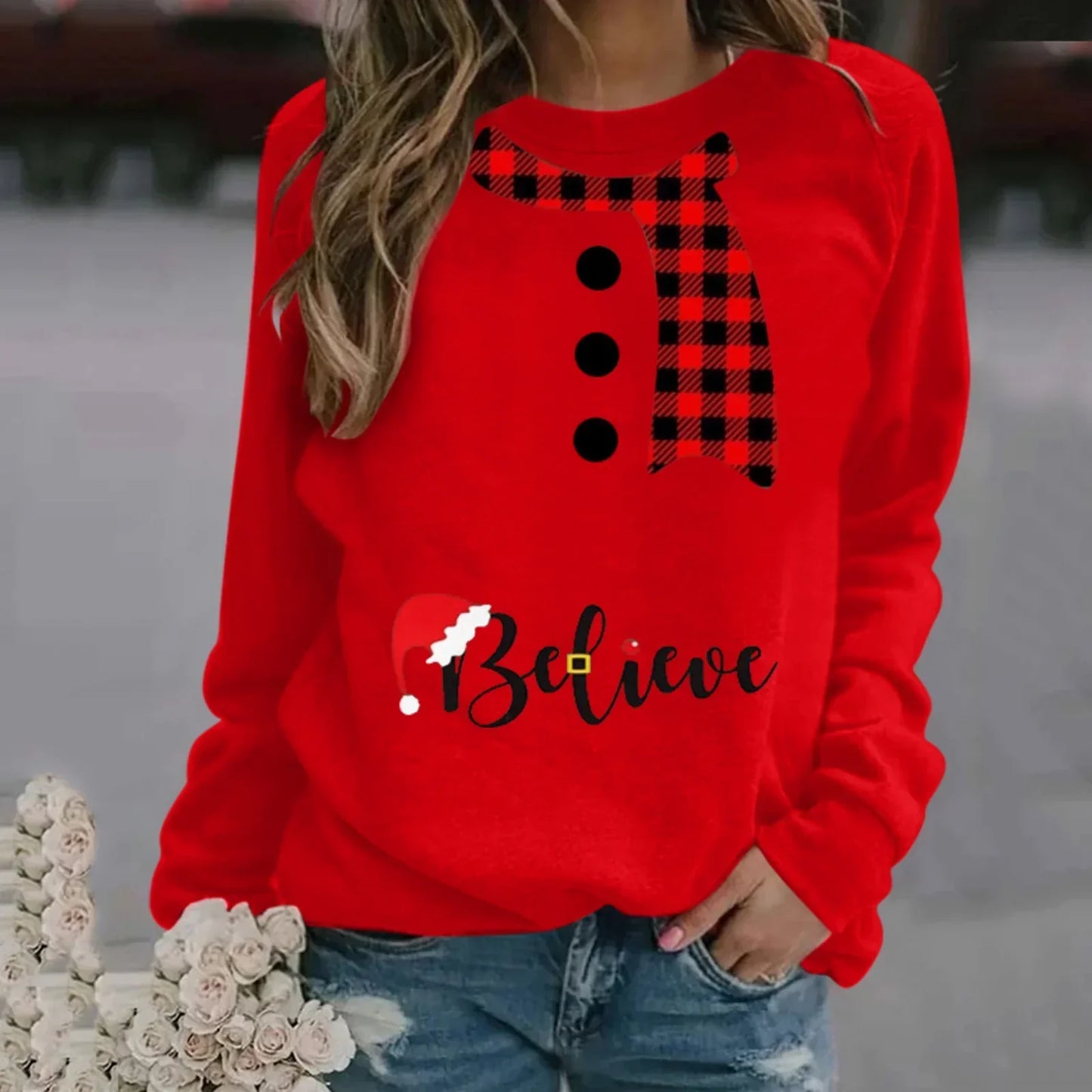 Pull de Noël femme manches longues Modal doux