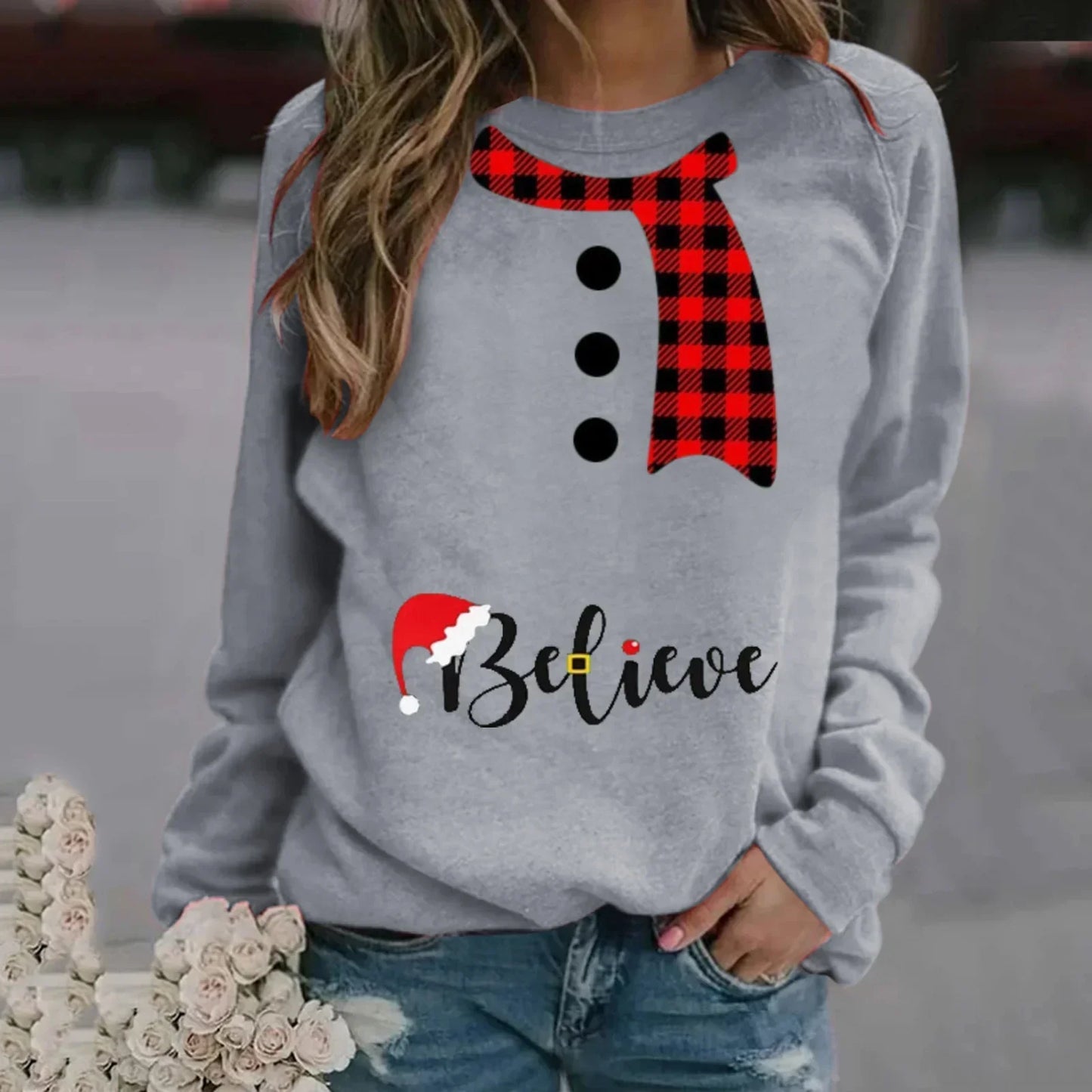 Pull de Noël femme manches longues Modal doux
