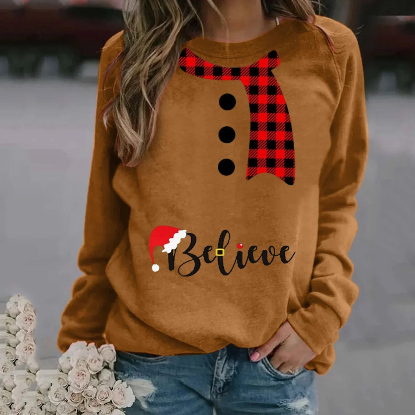 Pull de Noël femme manches longues Modal doux