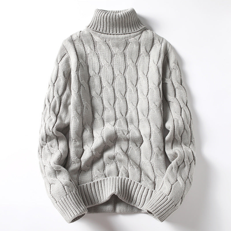 Pull en tricot pour homme col roulé torsadé mode élégante