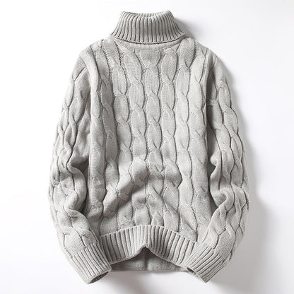 Pull en tricot pour homme col roulé torsadé mode élégante