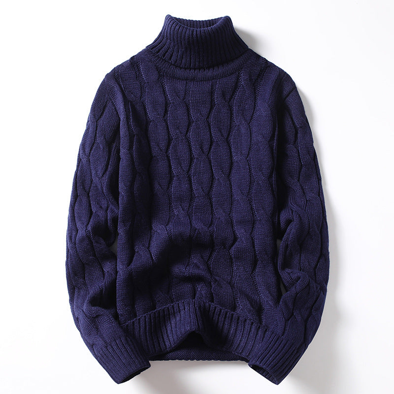 Pull en tricot pour homme col roulé torsadé mode élégante