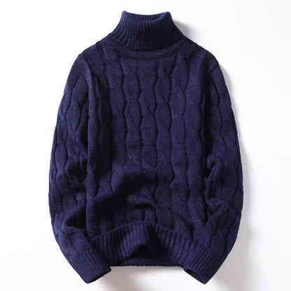 Pull en tricot pour homme col roulé torsadé mode élégante