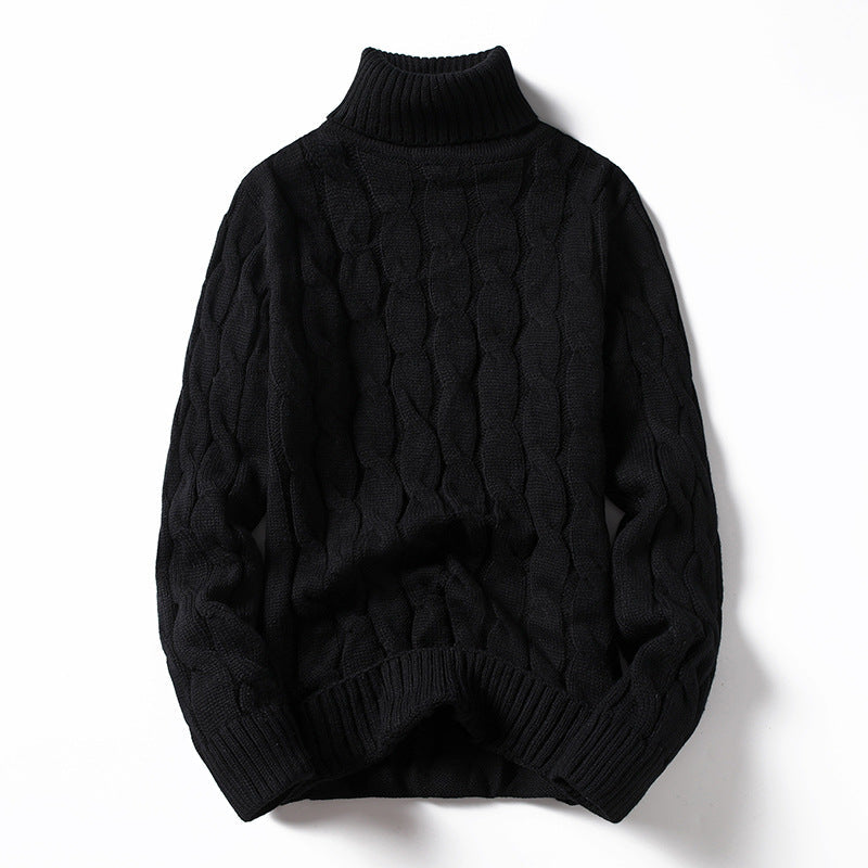 Pull en tricot pour homme col roulé torsadé mode élégante