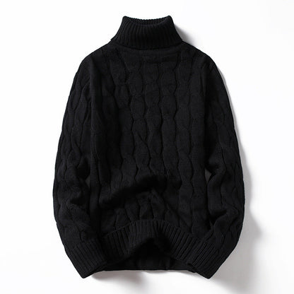 Pull en tricot pour homme col roulé torsadé mode élégante