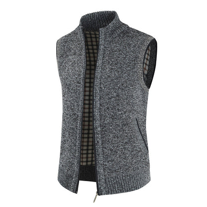 Gilet en tricot pour homme Col montant moderne Fermeture éclair