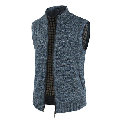 Gilet en tricot pour homme Col montant moderne Fermeture éclair