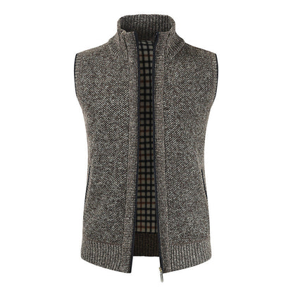 Gilet en tricot pour homme Col montant moderne Fermeture éclair