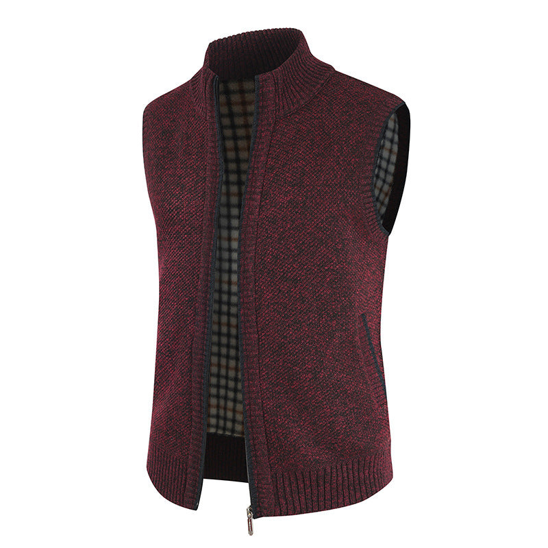 Gilet en tricot pour homme Col montant moderne Fermeture éclair