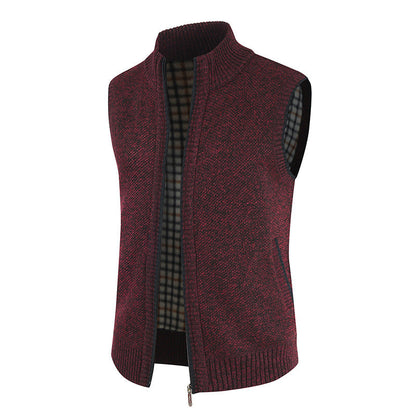 Gilet en tricot pour homme Col montant moderne Fermeture éclair