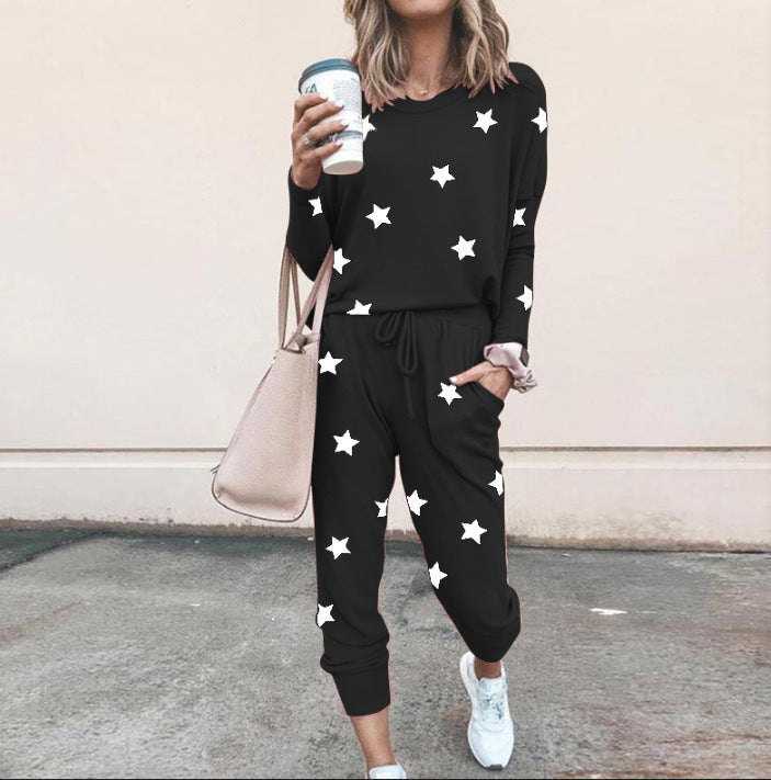 Ensemble de jogging pour femme Motif étoiles Élastique Confortable