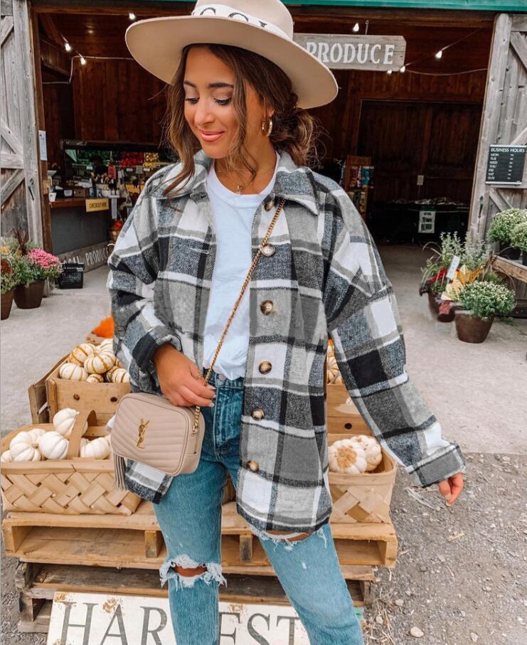 Robe en flanelle douce à carreaux coupe décontractée