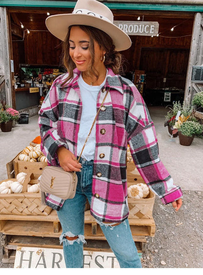 Robe en flanelle douce à carreaux coupe décontractée