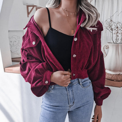 Modische Cordjacke Damen Kurz & Stylish - IdealeKleiden