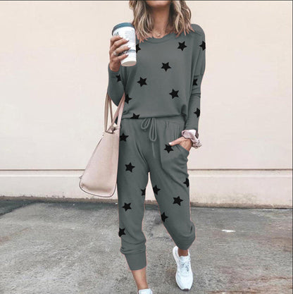 Ensemble de jogging pour femme Motif étoiles Élastique Confortable