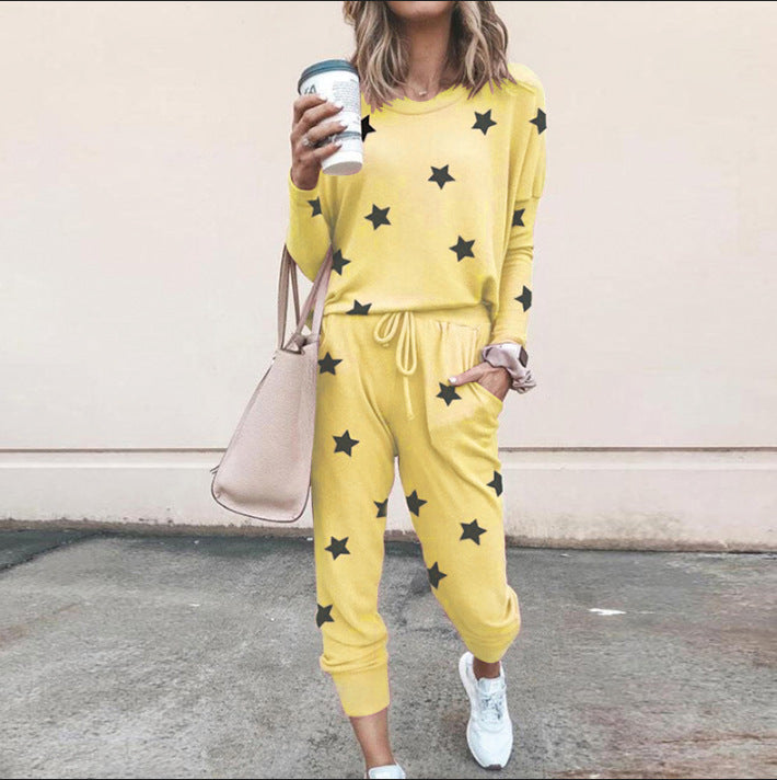 Ensemble de jogging pour femme Motif étoiles Élastique Confortable