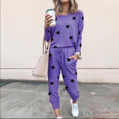 Ensemble de jogging pour femme Motif étoiles Élastique Confortable