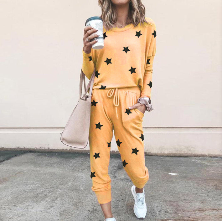Ensemble de jogging pour femme Motif étoiles Élastique Confortable