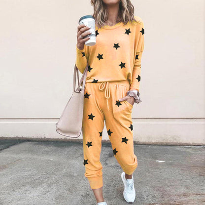 Ensemble de jogging pour femme Motif étoiles Élastique Confortable