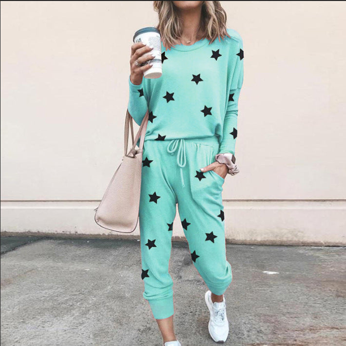 Ensemble de jogging pour femme Motif étoiles Élastique Confortable