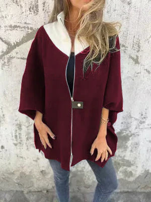 Veste courte chic à col montant et fermeture éclair