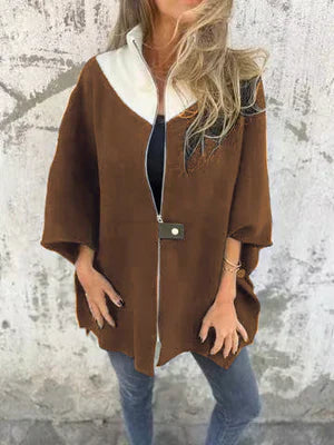 Veste courte chic à col montant et fermeture éclair