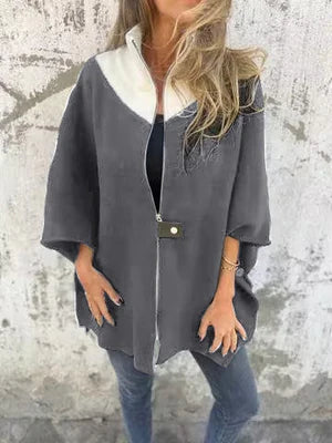 Veste courte chic à col montant et fermeture éclair