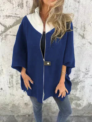 Veste courte chic à col montant et fermeture éclair