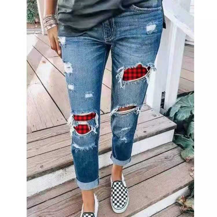 Jean Boyfriend Femme Tendance à Rivets