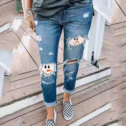 Jean Boyfriend Femme Tendance à Rivets