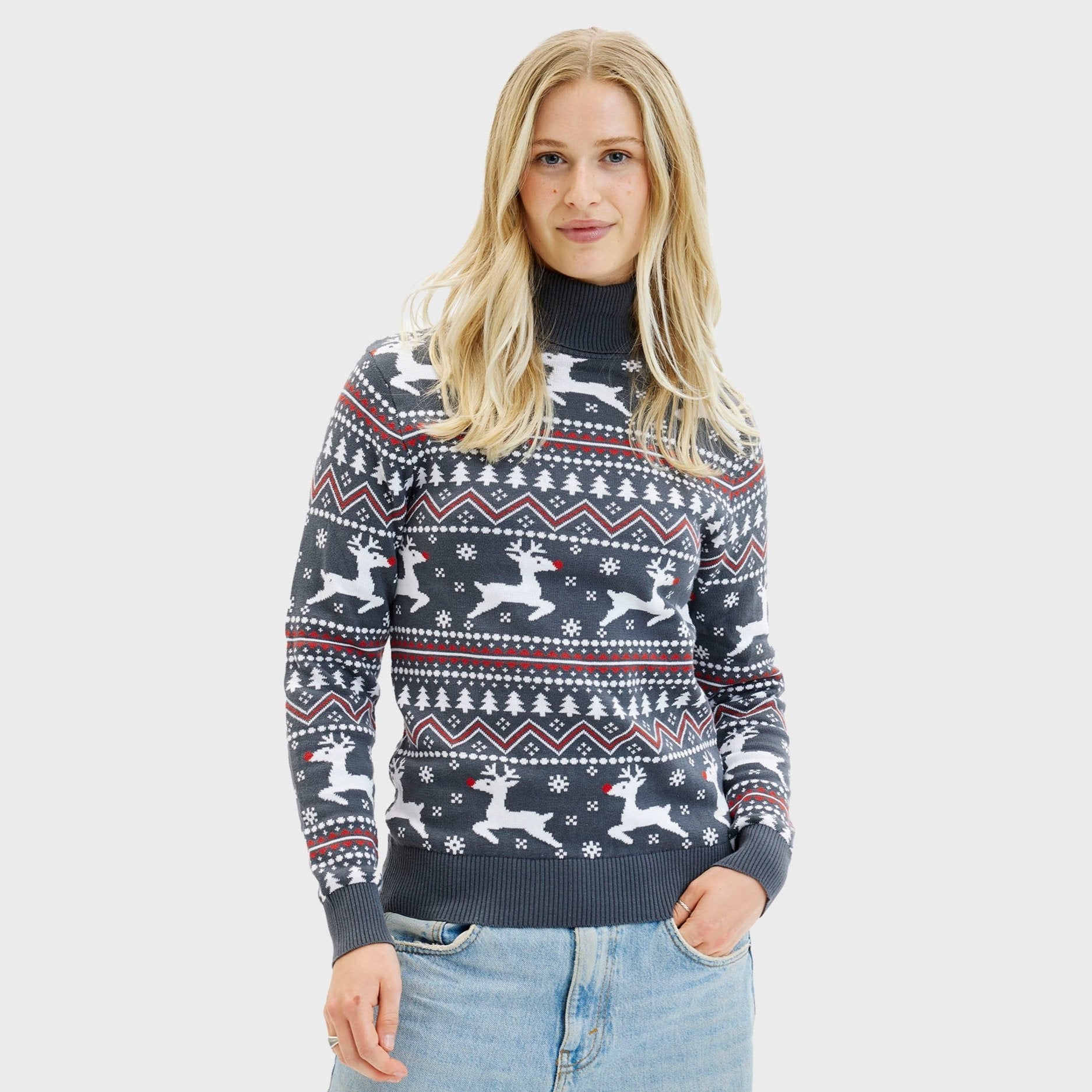 Weihnachtspullover Damen Elegant Hochgeschlossen - IdealeKleiden