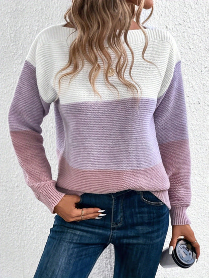 Pull tendance pour femme à rayures 3 couleurs