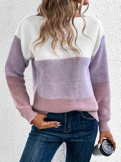Pull élégant pour femme, design 3 bandes