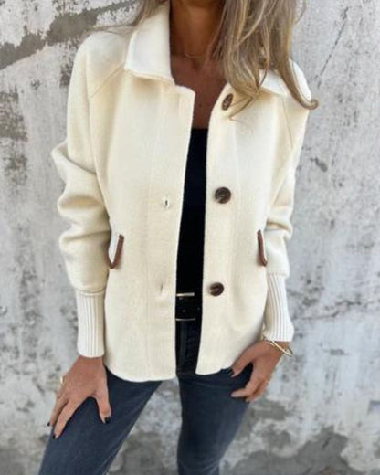 Veste à revers élégante Décontractée Simple boutonnage