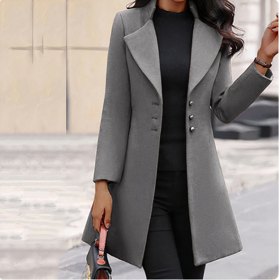 Manteau élégant pour femme Coupe cintrée Col à revers