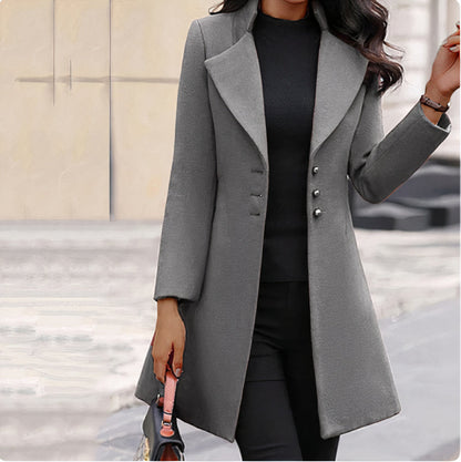 Manteau élégant pour femme Coupe cintrée Col à revers